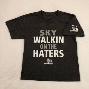 Maui Built Hawaii Sky Walkin On The Haters Dark Gray Aloha Surf Shirt Men’s S.